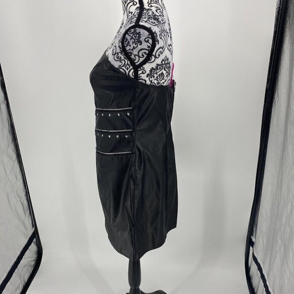 NWT Kitten By AllureBlack Faux Leather Zipper Embellished Mini Dress. Size Large - Picture 6 of 9
